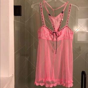 Victoria Secret New pink mesh lingerie matching.